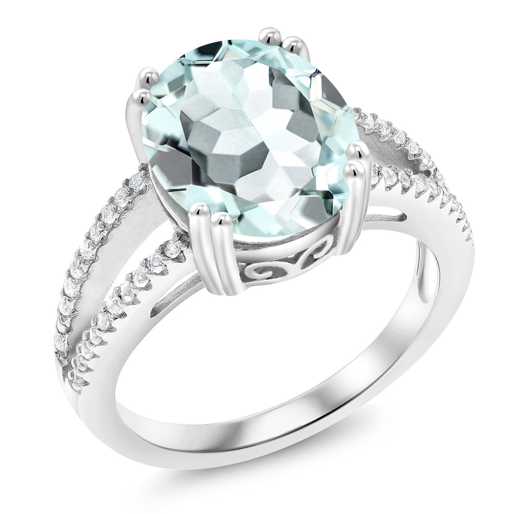 Created Aquamarine - March_8_Ring in 925 Sterling Silver