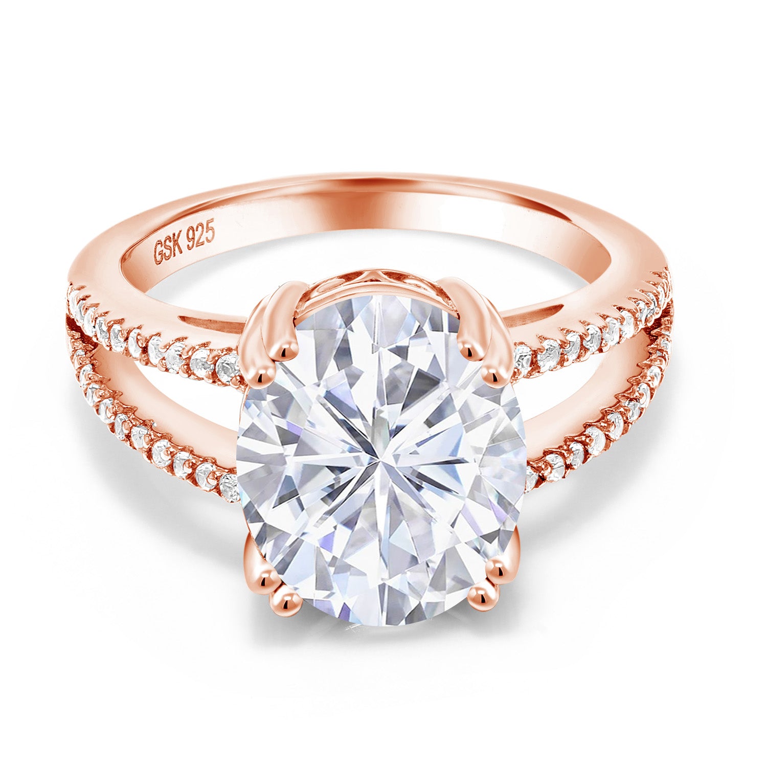 Moissanite - April_5_Ring in 925 Rose Gold Plated Silver