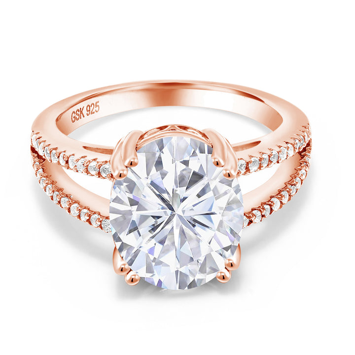 Moissanite - April_5_Ring in 925 Rose Gold Plated Silver