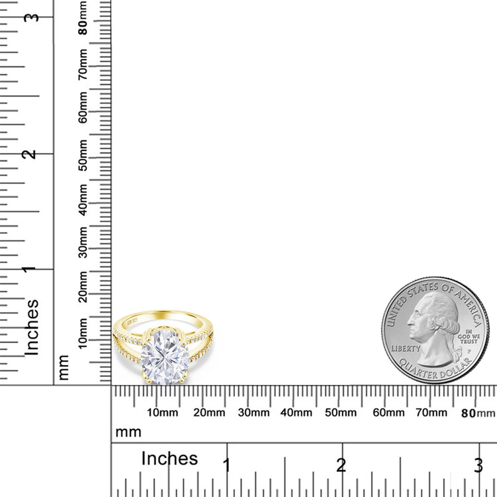 Moissanite - April_5_Ring in 925 Yellow Gold Plated Silver