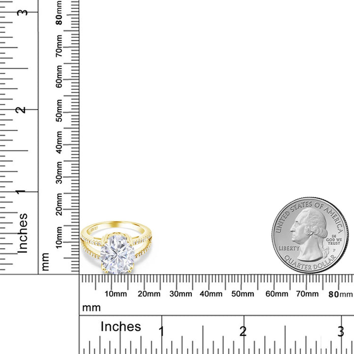 Moissanite - April_5_Ring in 925 Yellow Gold Plated Silver