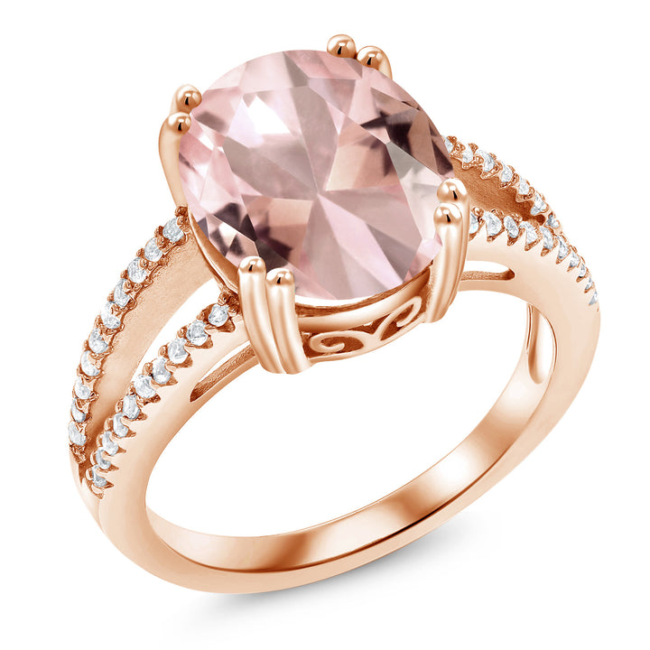 Nano Morganite - October_5_Ring in 925 Rose Gold Plated Silver