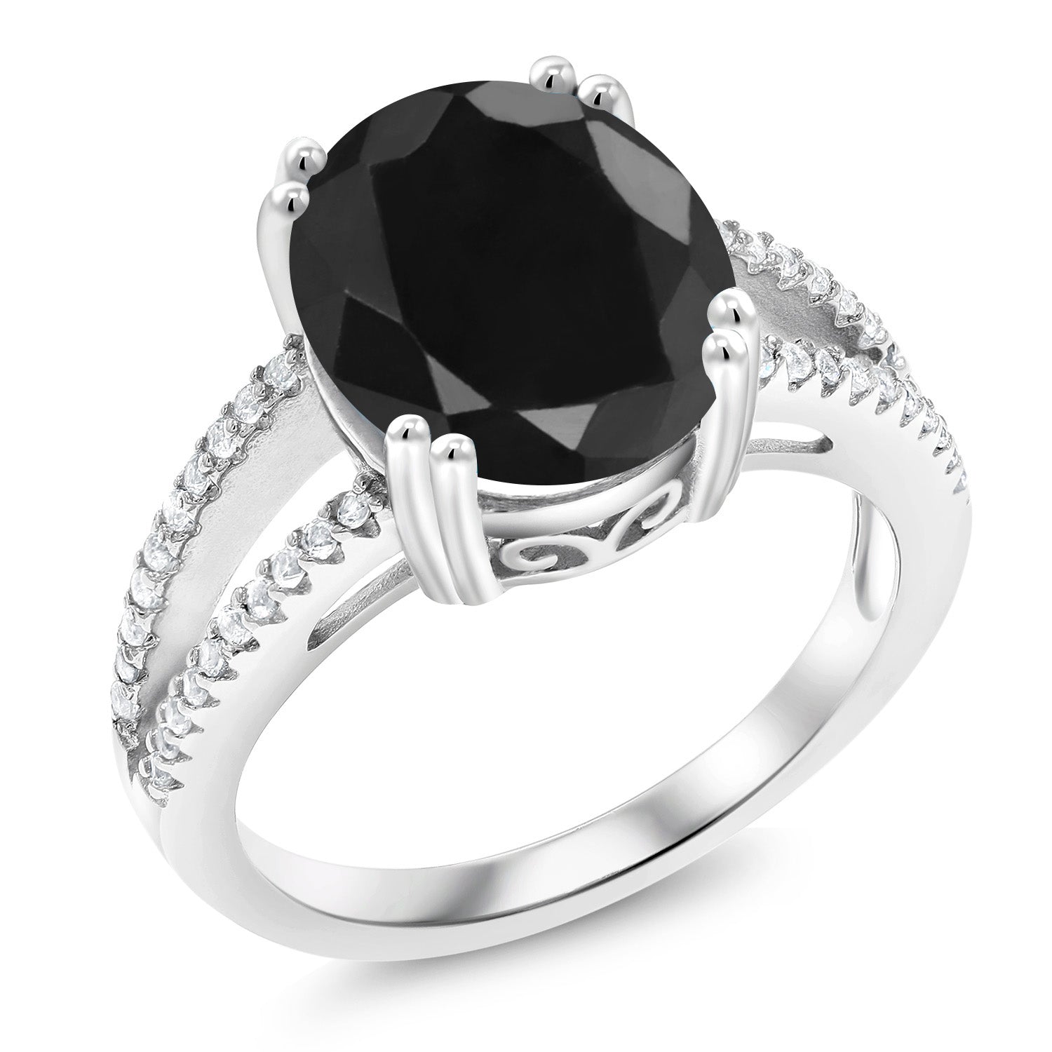 Black Sapphire - September_9_Ring in 925 Sterling Silver