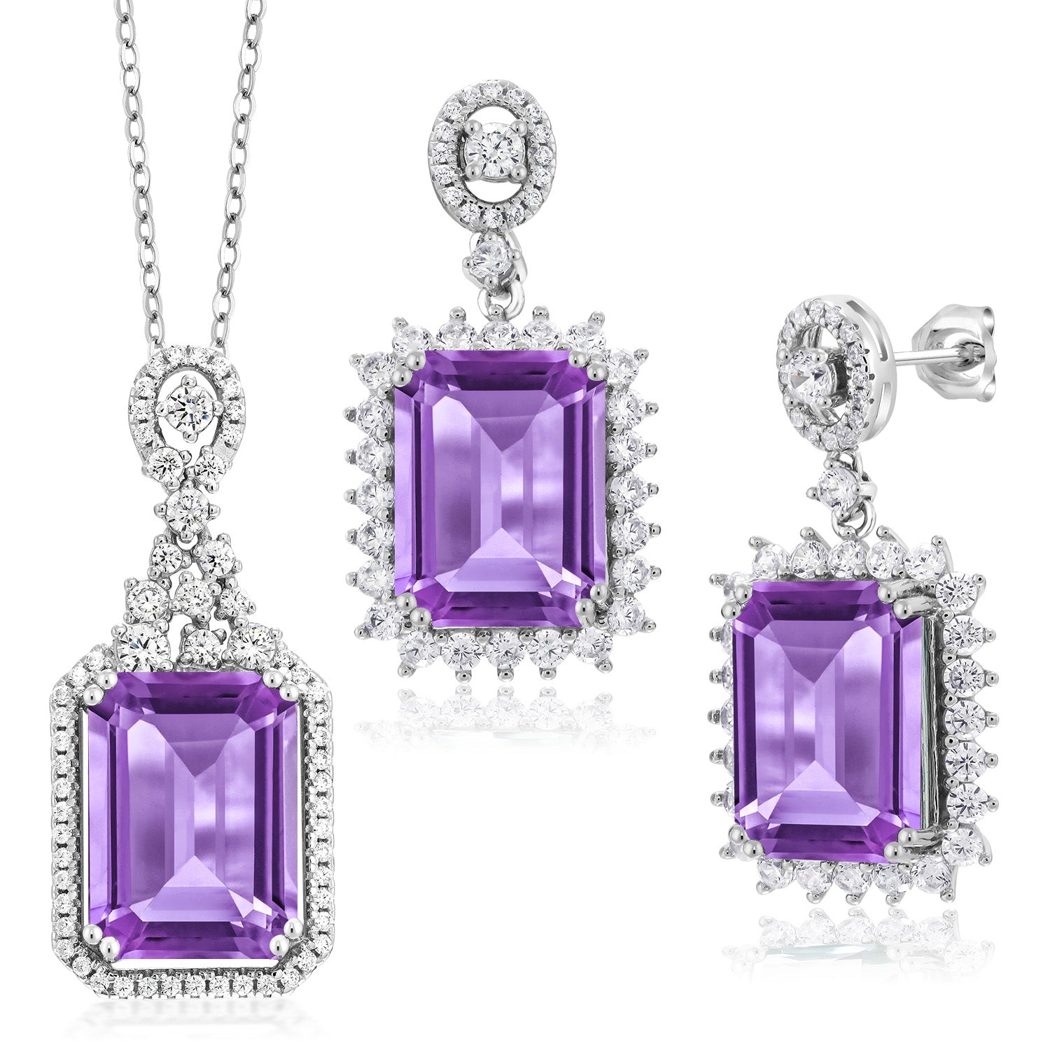 Pendant Earrings Set in 925 Sterling Silver