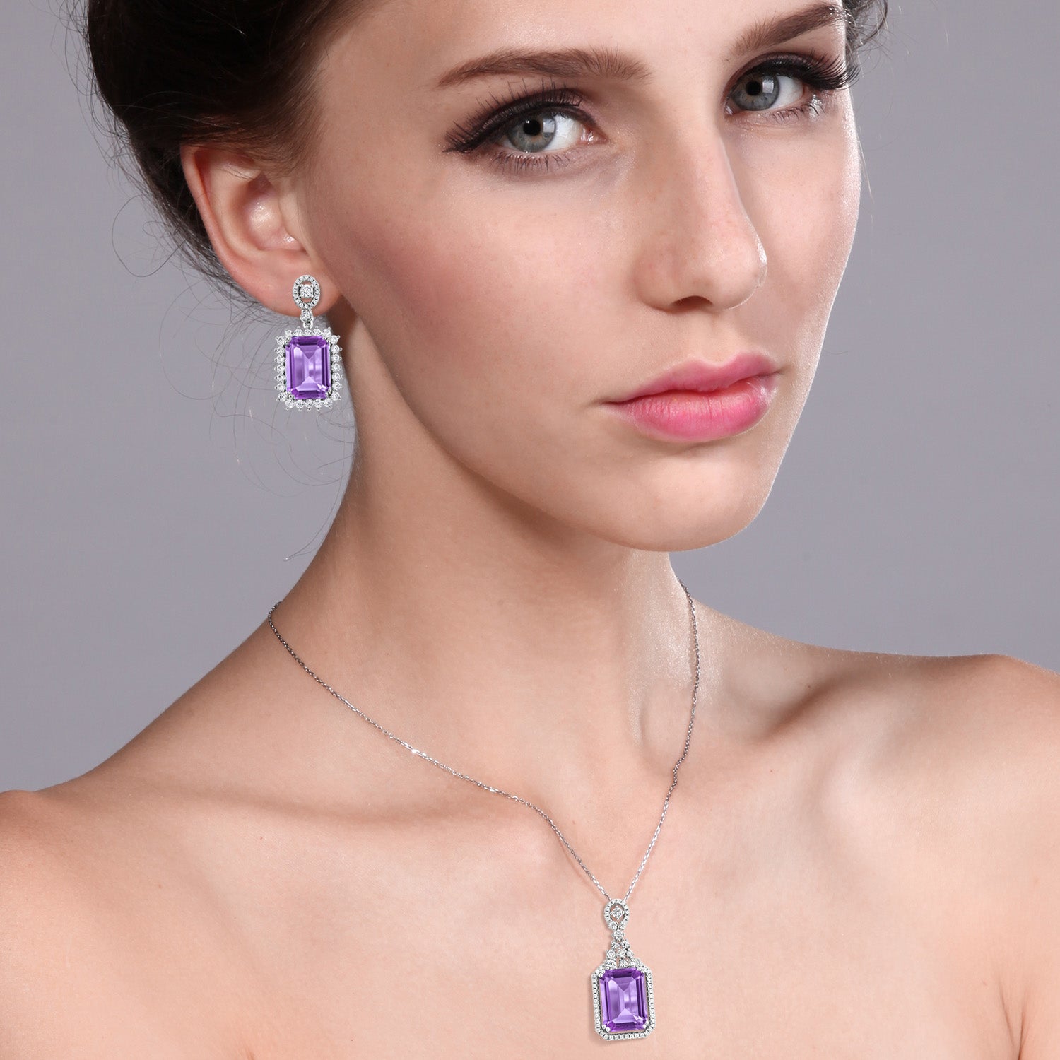 Pendant Earrings Set in 925 Sterling Silver