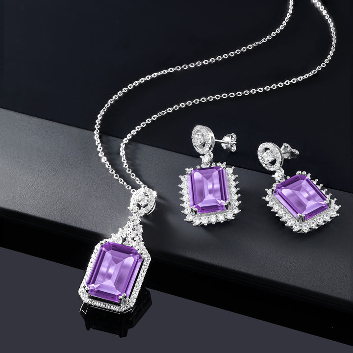 Pendant Earrings Set in 925 Sterling Silver