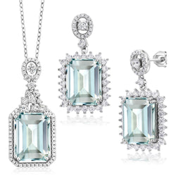 Pendant Earrings Set in 925 Sterling Silver