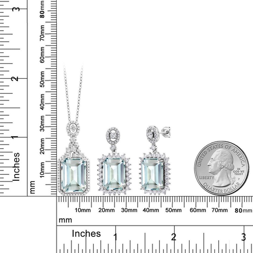 Pendant Earrings Set in 925 Sterling Silver