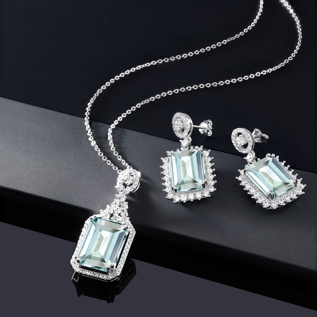 Pendant Earrings Set in 925 Sterling Silver