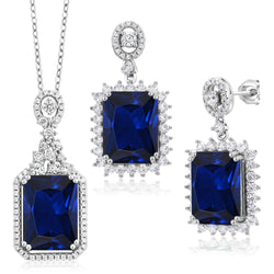 Pendant Earrings Set in 925 Sterling Silver