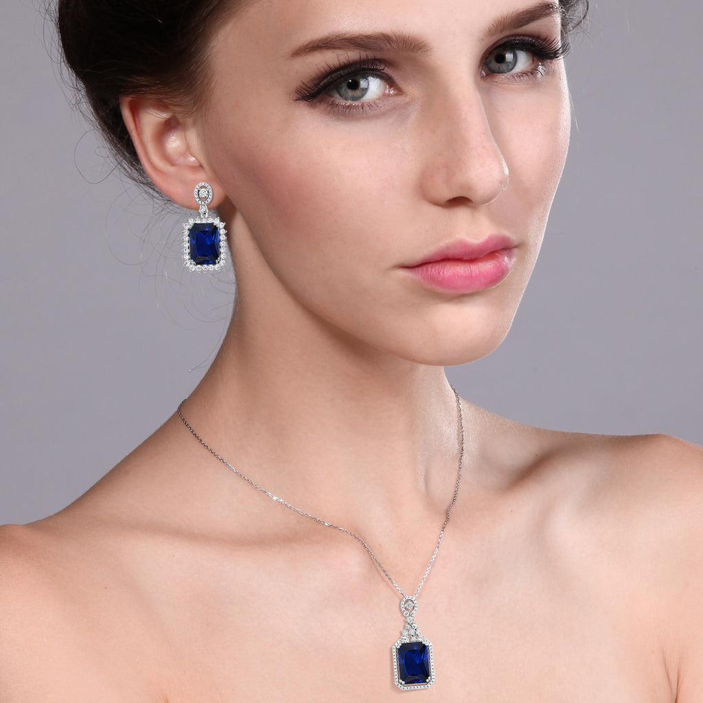 Pendant Earrings Set in 925 Sterling Silver