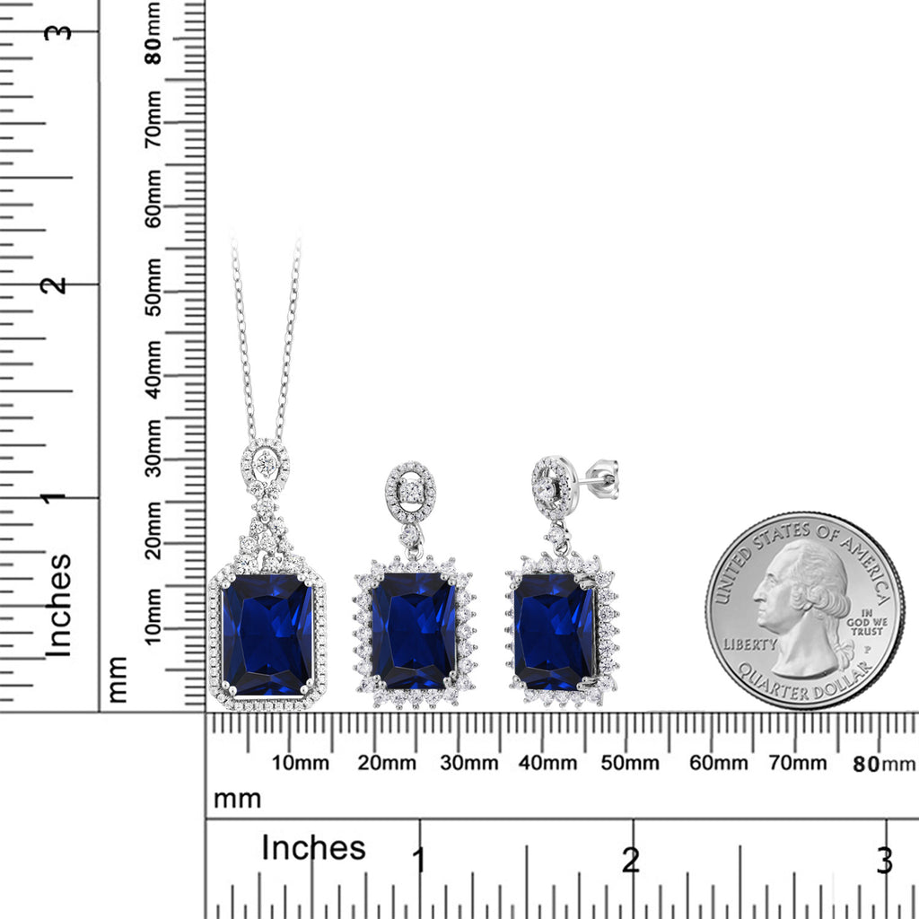 Pendant Earrings Set in 925 Sterling Silver
