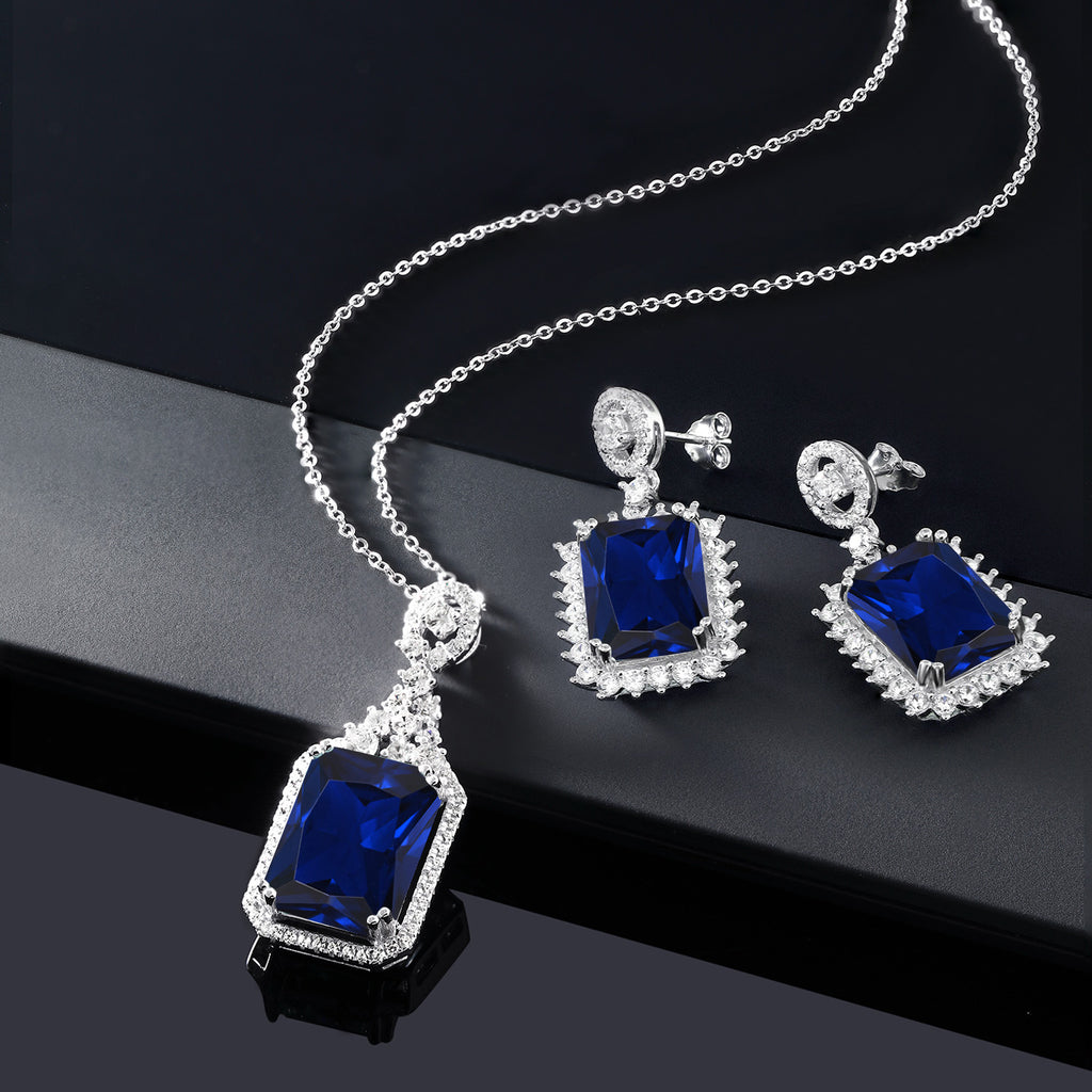 Pendant Earrings Set in 925 Sterling Silver