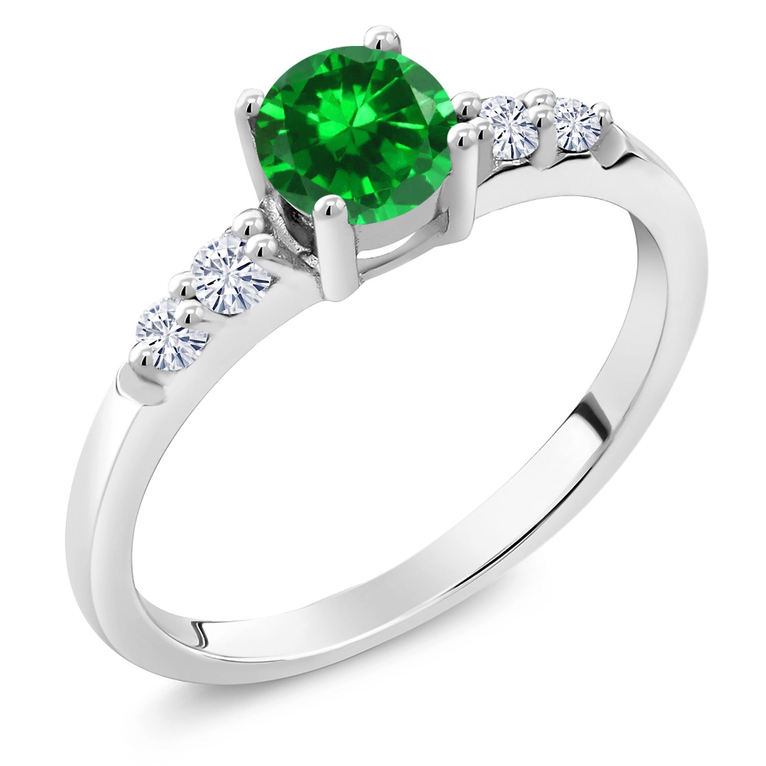 Created Emerald - May_8_Ring in 925 Sterling Silver