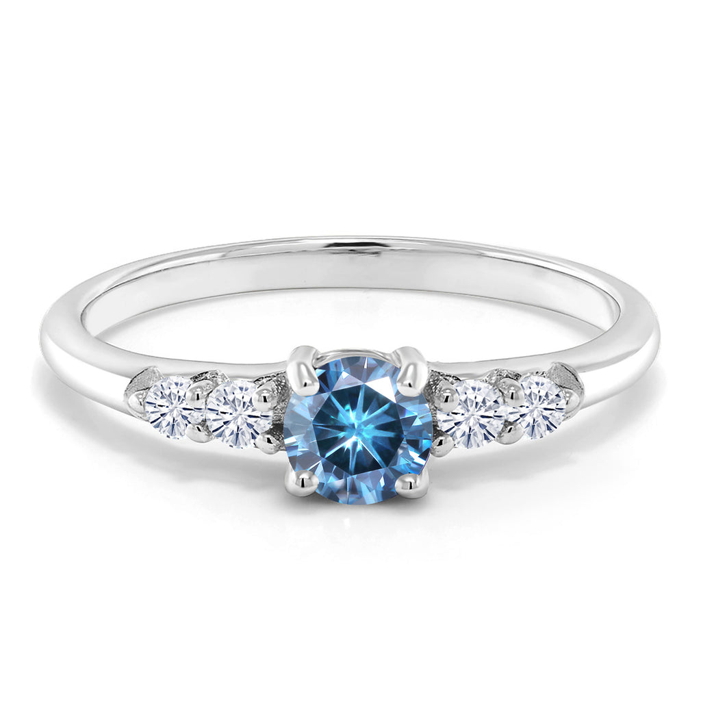 Persian Blue Moissanite - April_6_Ring in 925 Sterling Silver
