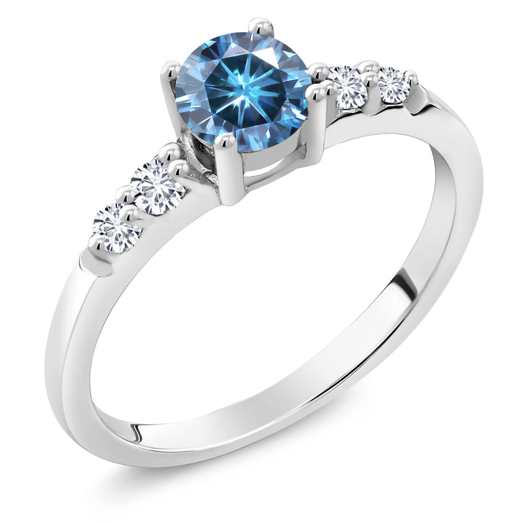 Persian Blue Moissanite - April_8_Ring in 925 Sterling Silver