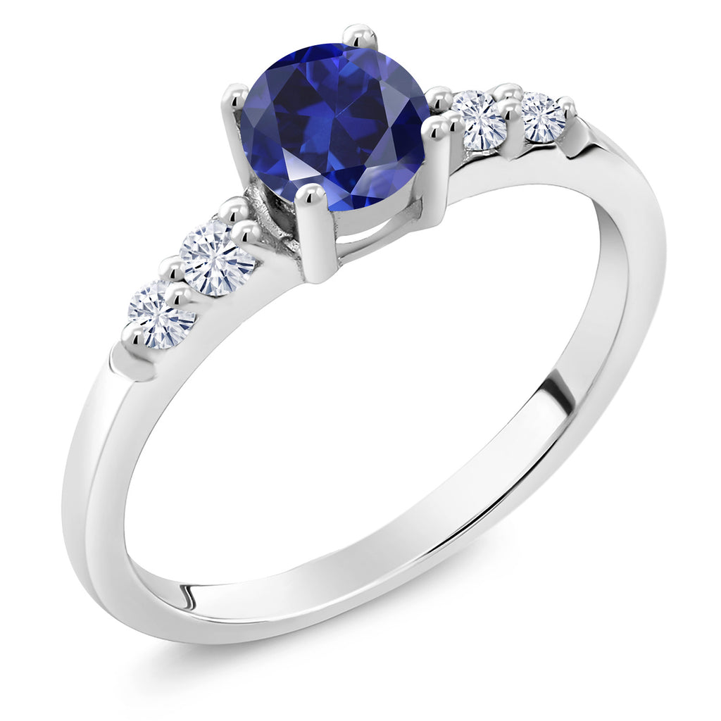 Blue Created Sapphire - September_8_Ring in 925 Sterling Silver