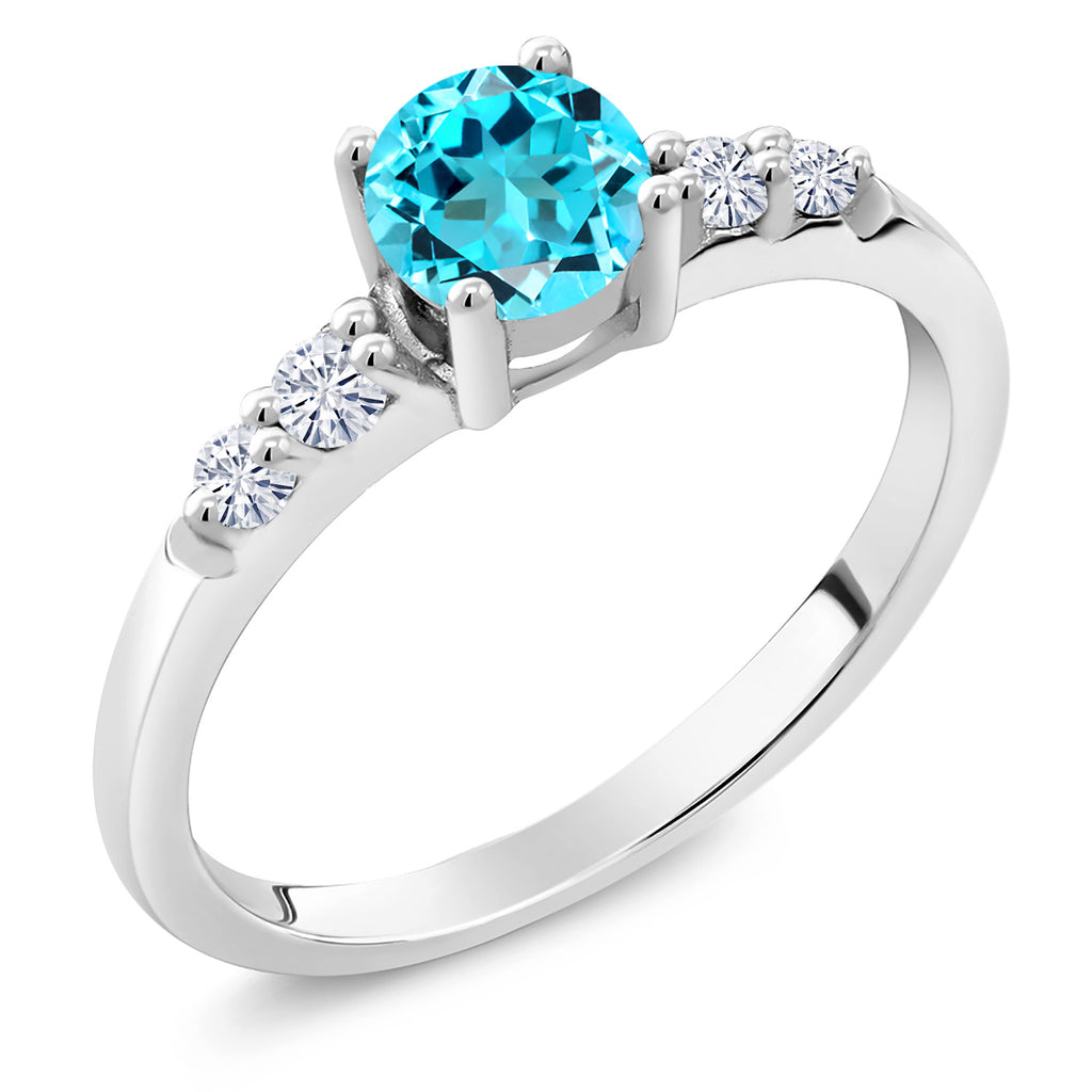 Swiss Blue Topaz - November_8_Ring in 925 Sterling Silver
