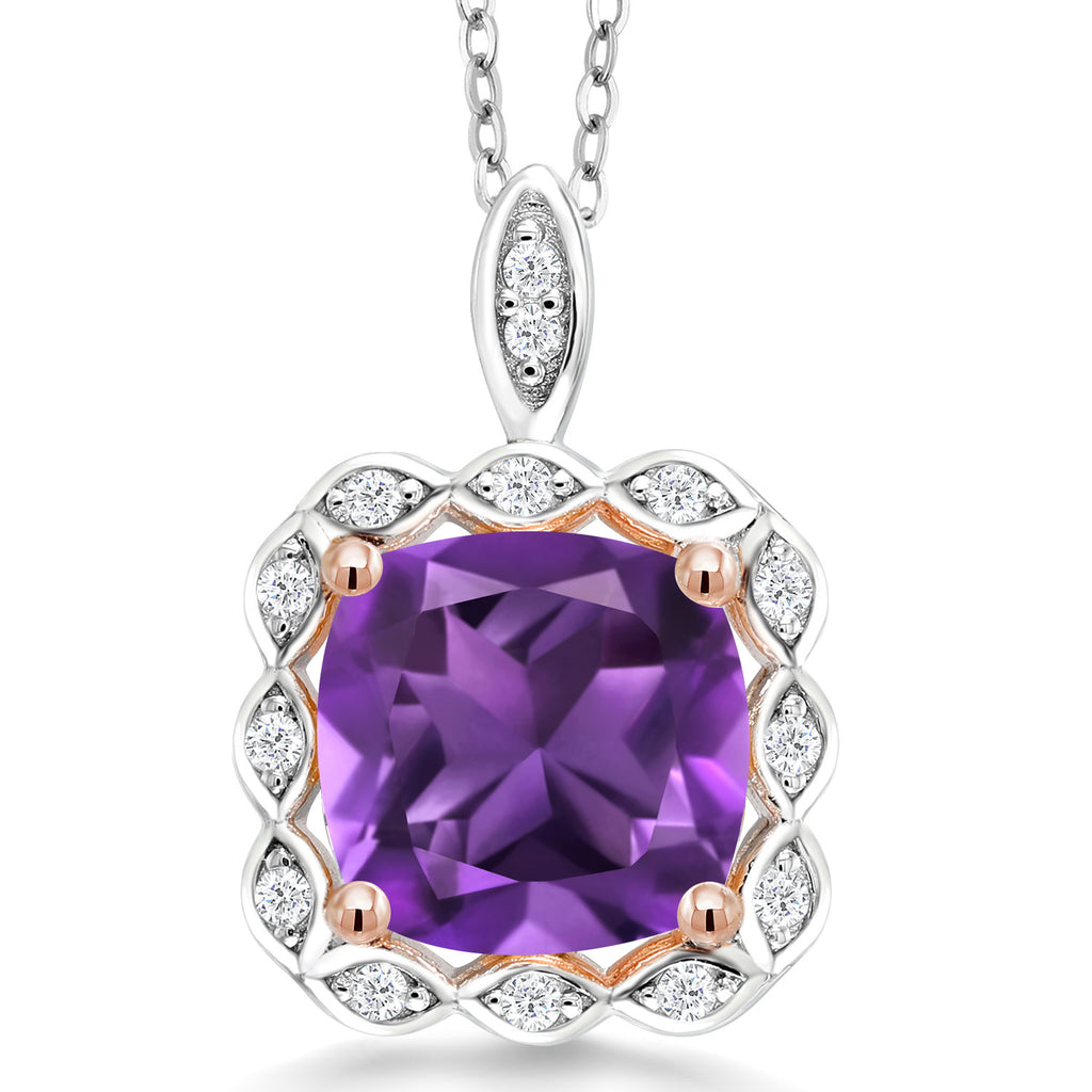 Amethyst-Cabochon - February_Pendant in 925 Sterling Silver