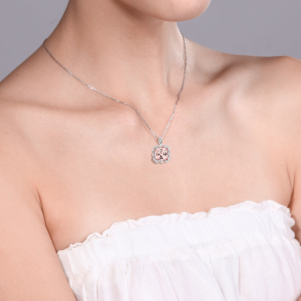 Nano Morganite - October_Pendant in 925 Sterling Silver