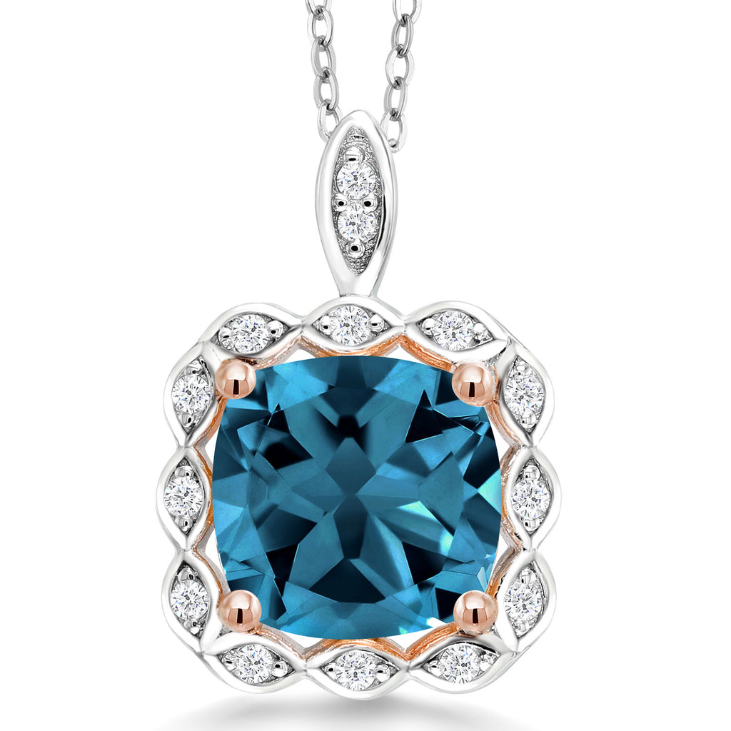 London Blue Topaz - November_Pendant in 925 Sterling Silver