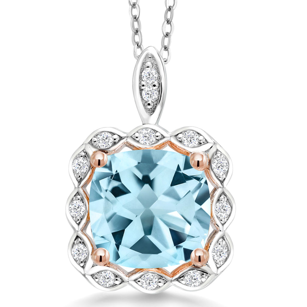 Sky Blue Topaz - November_Pendant in 925 Sterling Silver