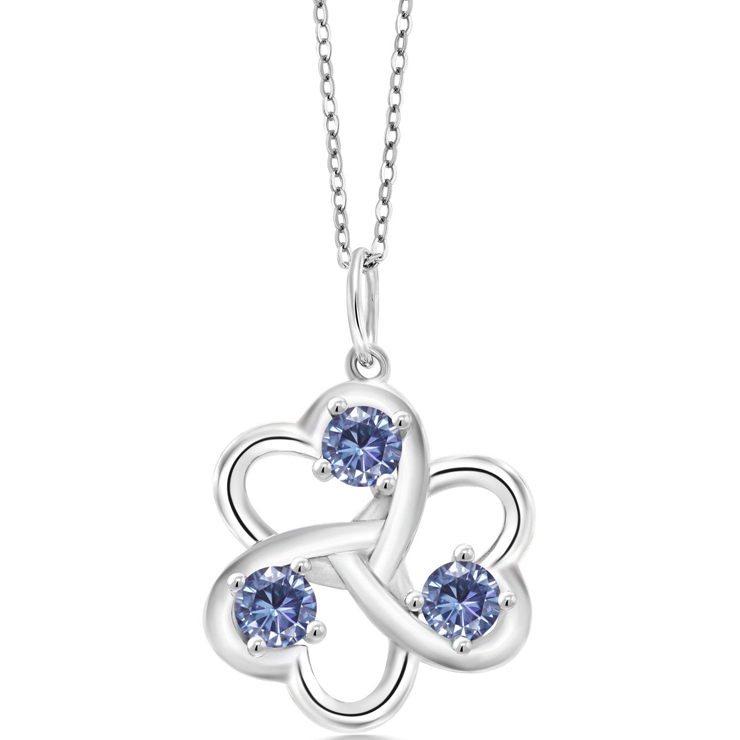 Persian Blue Moissanite - April_Pendant in 925 Sterling Silver