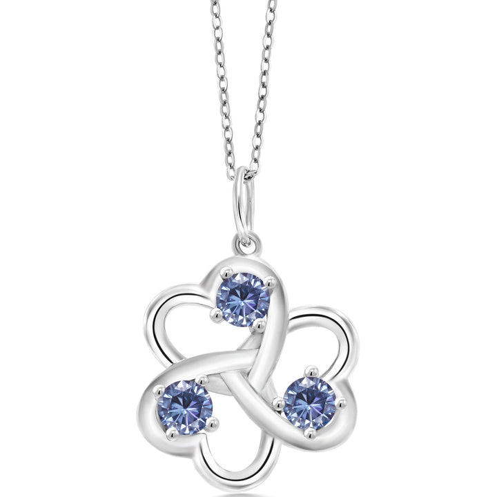 Persian Blue Moissanite - April_Pendant in 925 Sterling Silver