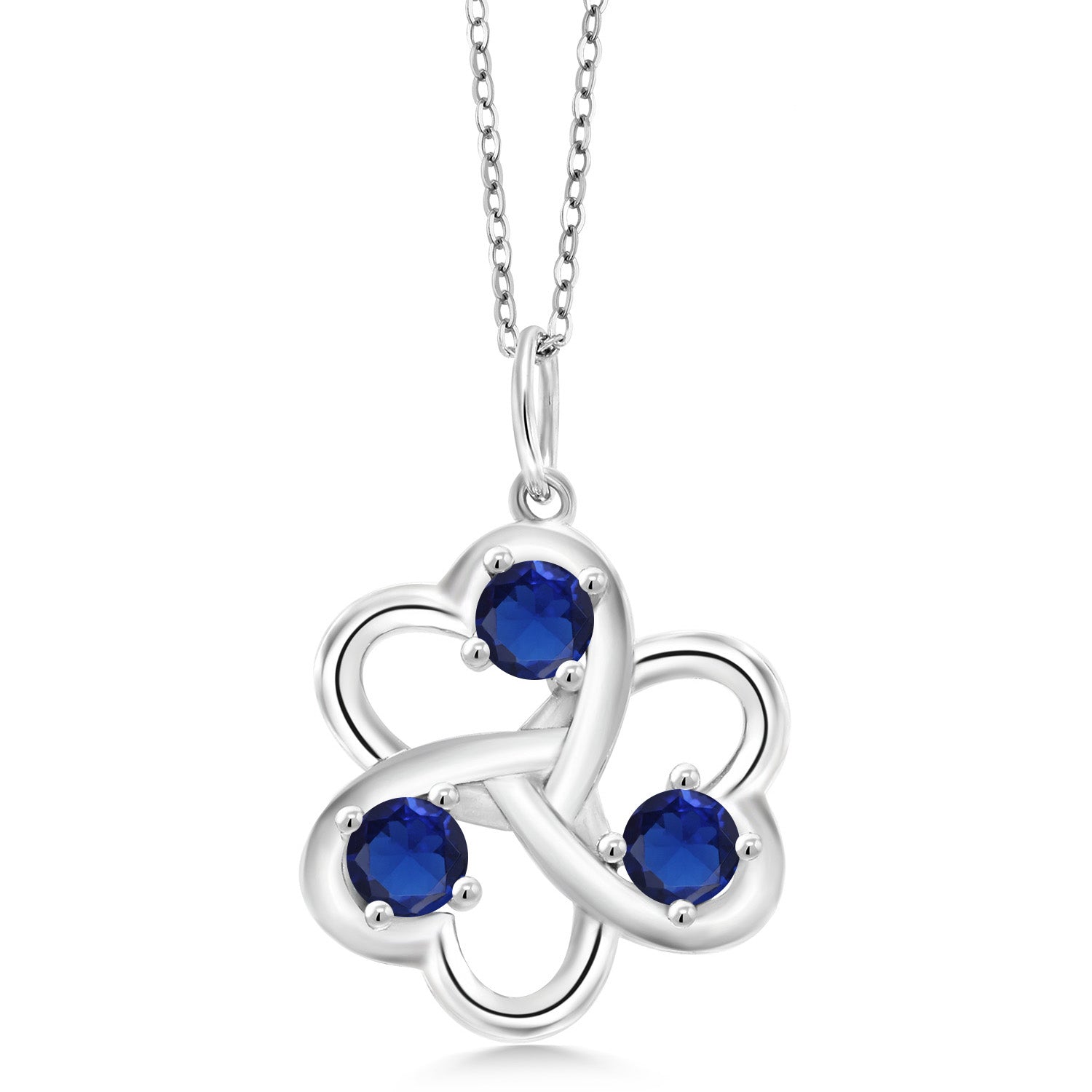 Created Sapphire - September_Pendant in 925 Sterling Silver