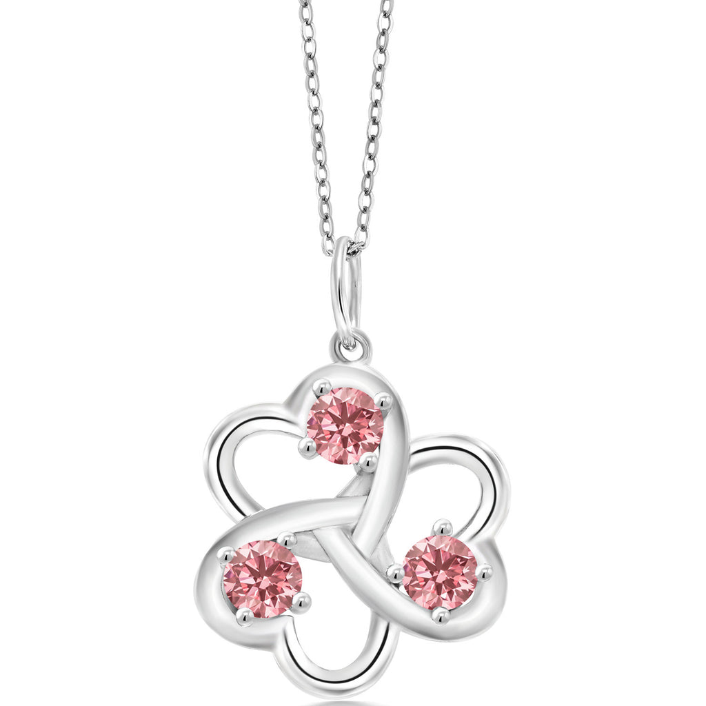Pink Lab Grown Diamond_Pendant in 925 Sterling Silver