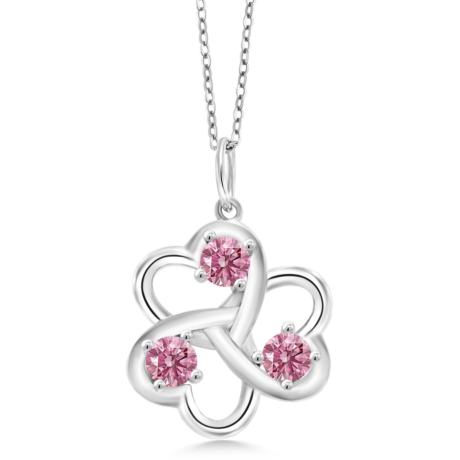 Pink Lab Grown Diamond_Pendant in 925 Sterling Silver