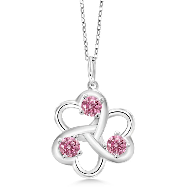 Pink Lab Grown Diamond_Pendant in 925 Sterling Silver