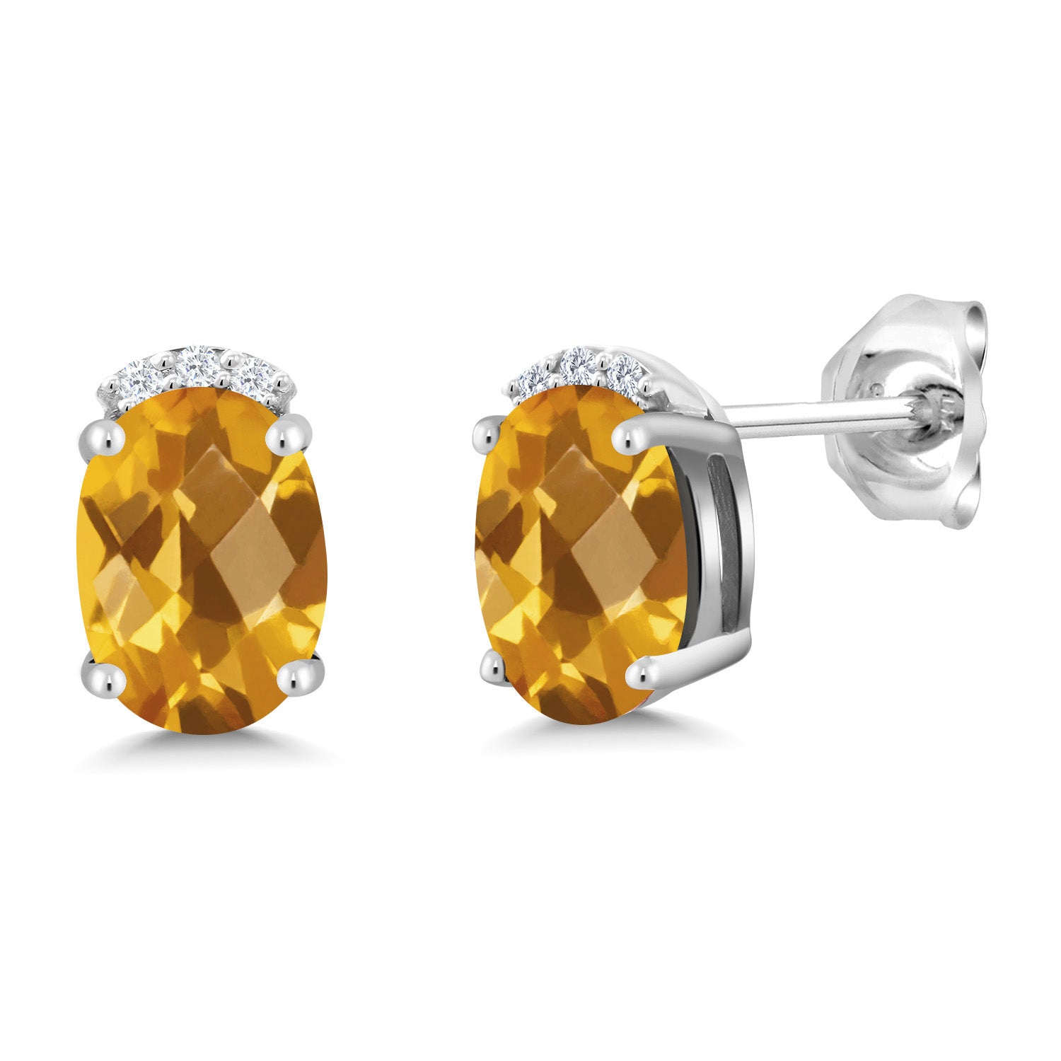 Citrine-Checkerboard - November_Earrings in 925 Sterling Silver