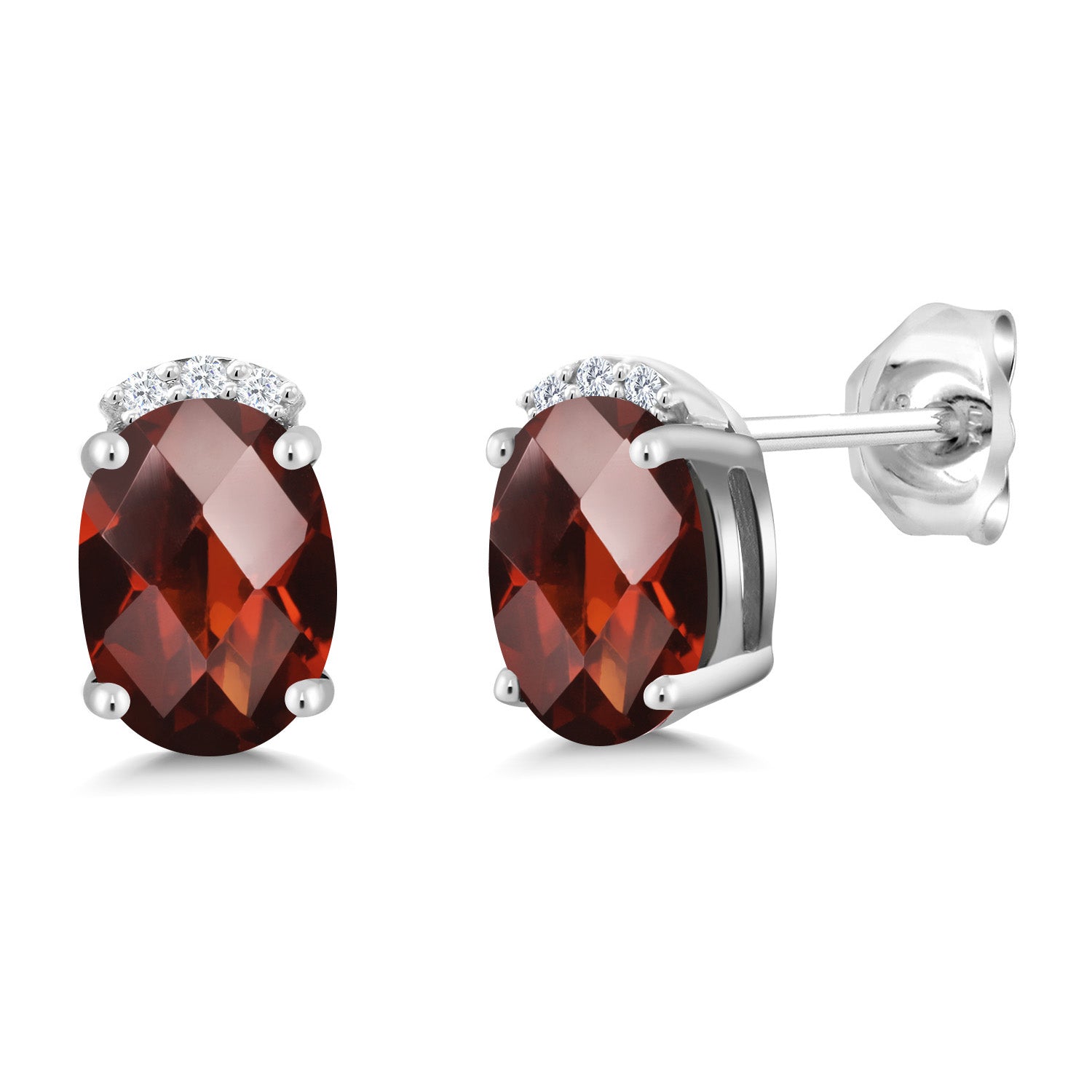 Garnet-Checkerboard - January_Earrings in 925 Sterling Silver