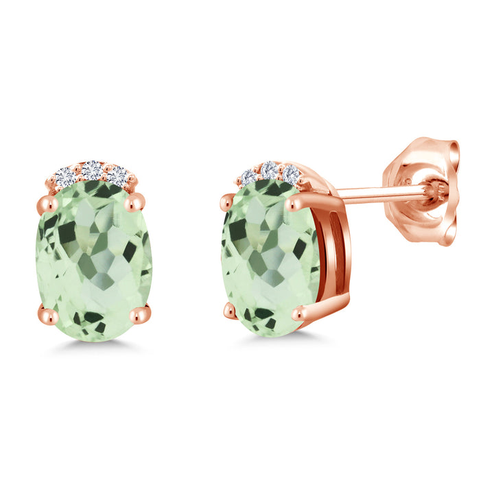 Prasiolite_Earrings in 925 Rose Gold Plated Silver