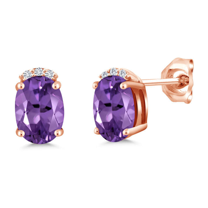Amethyst - February_Earrings in 925 Rose Gold Plated Silver