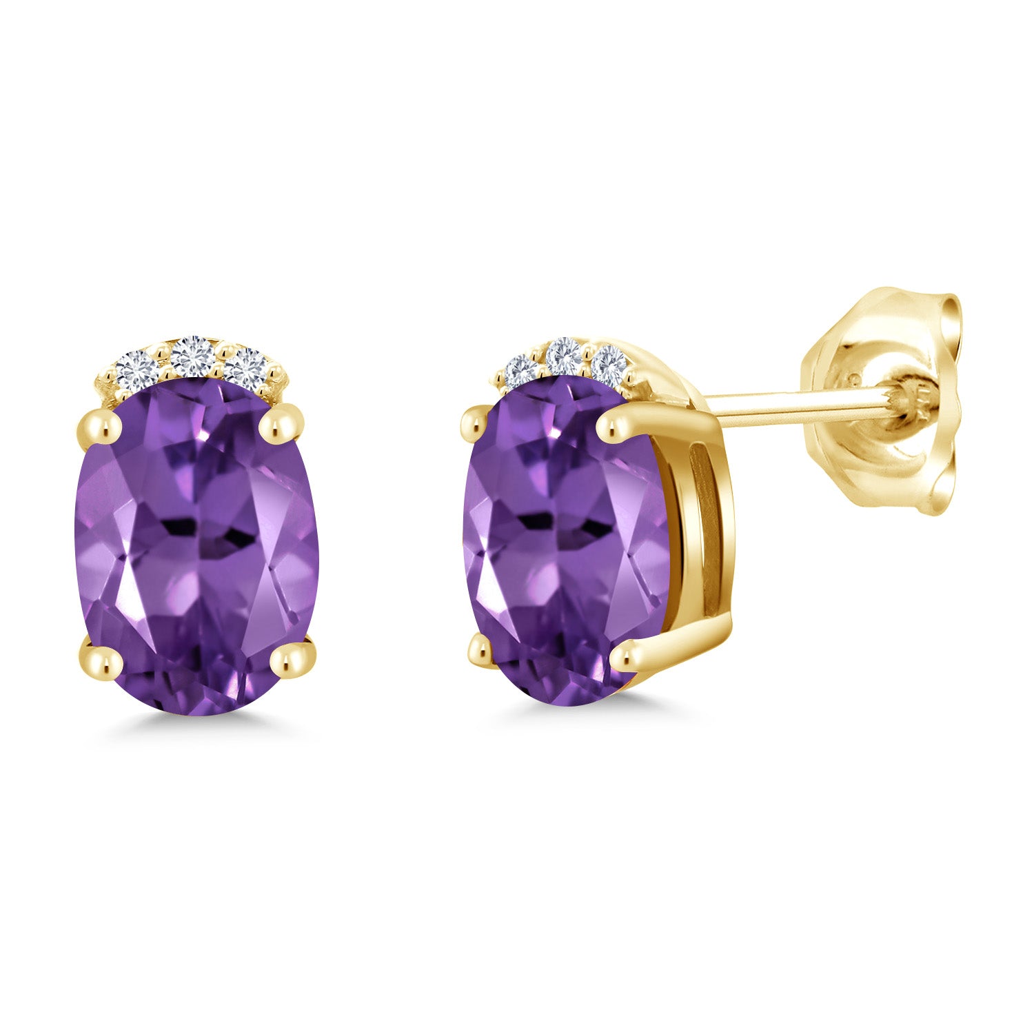 Amethyst - February_Earrings in 925 Yellow Gold Plated Silver