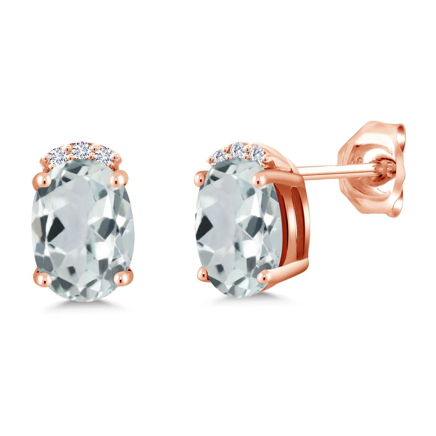 Aquamarine - March_Earrings in 925 Rose Gold Plated Silver