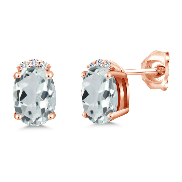 Aquamarine - March_Earrings in 925 Rose Gold Plated Silver