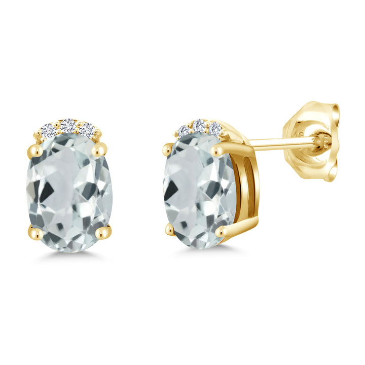 Aquamarine - March_Earrings in 925 Yellow Gold Plated Silver