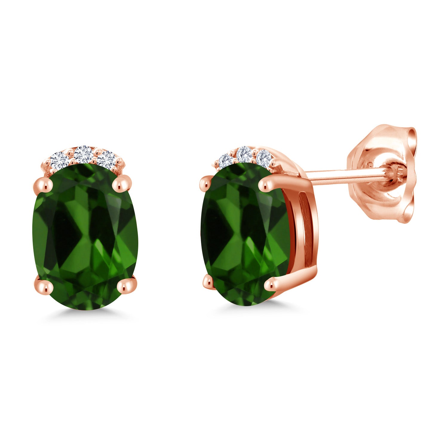 Chrome Diopside_Earrings in 925 Rose Gold Plated Silver