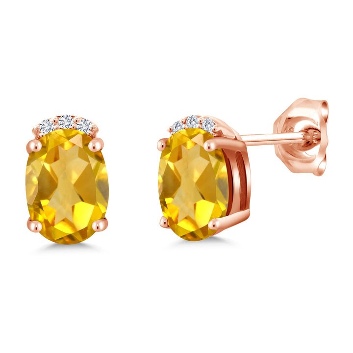 Citrine - November_Earrings in 925 Rose Gold Plated Silver
