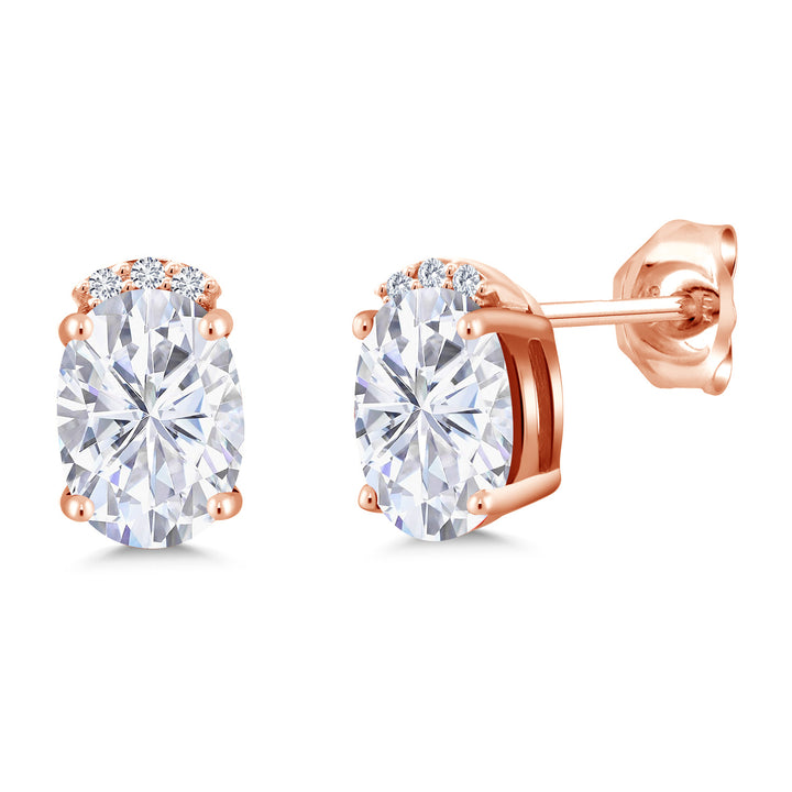 White Moissanite - April_Earrings in 925 Rose Gold Plated Silver