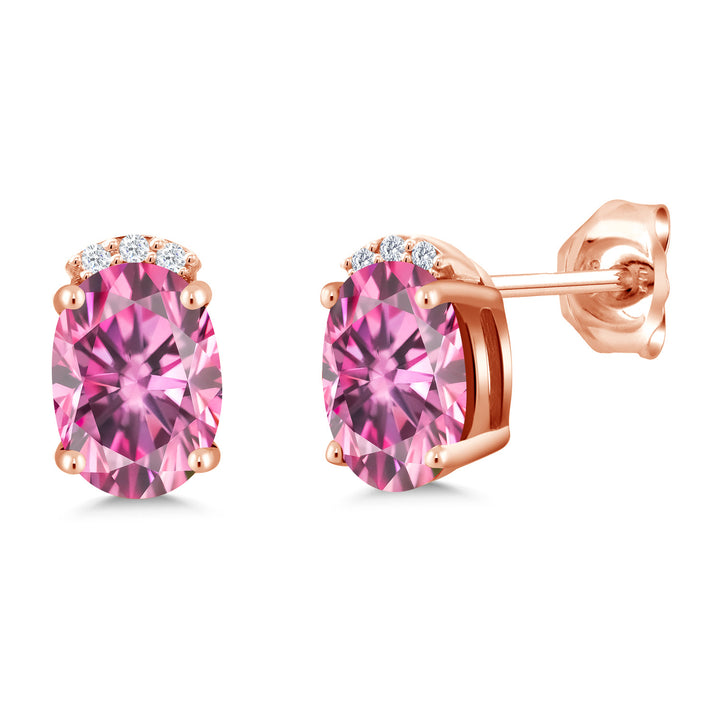Pink Moissanite - April_Earrings in 925 Rose Gold Plated Silver