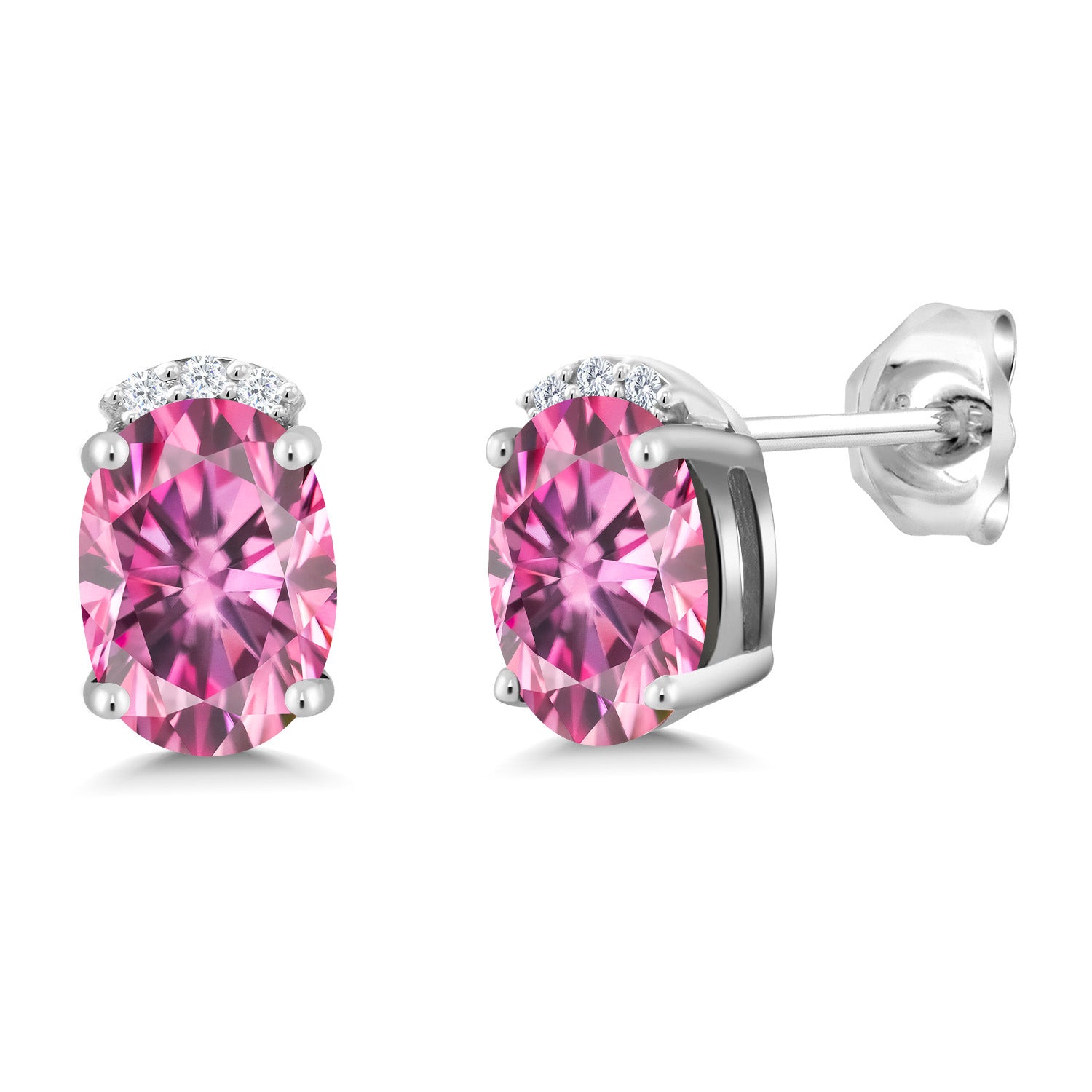 Pink Moissanite - April_Earrings in 925 Sterling Silver