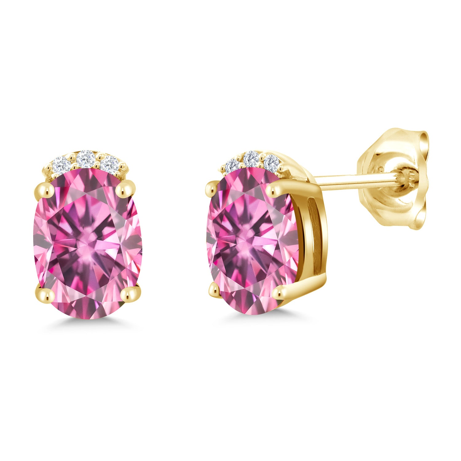 Pink Moissanite - April_Earrings in 925 Yellow Gold Plated Silver