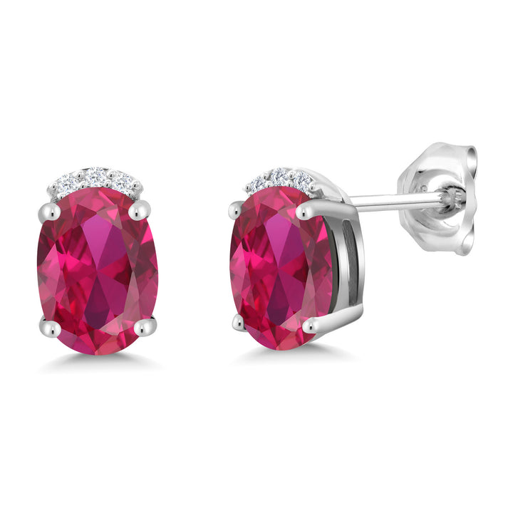Created Ruby - July_Earrings in 925 Sterling Silver