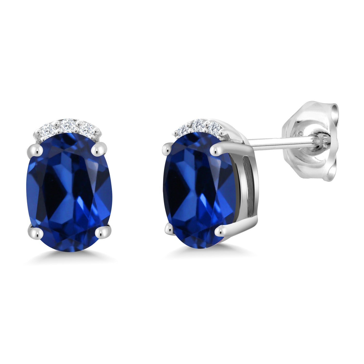 Blue Created Sapphire - September_Earrings in 925 Sterling Silver