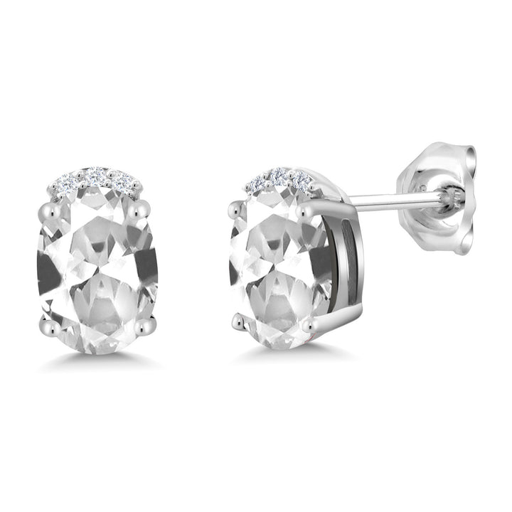 White Created Sapphire - September_Earrings in 925 Sterling Silver