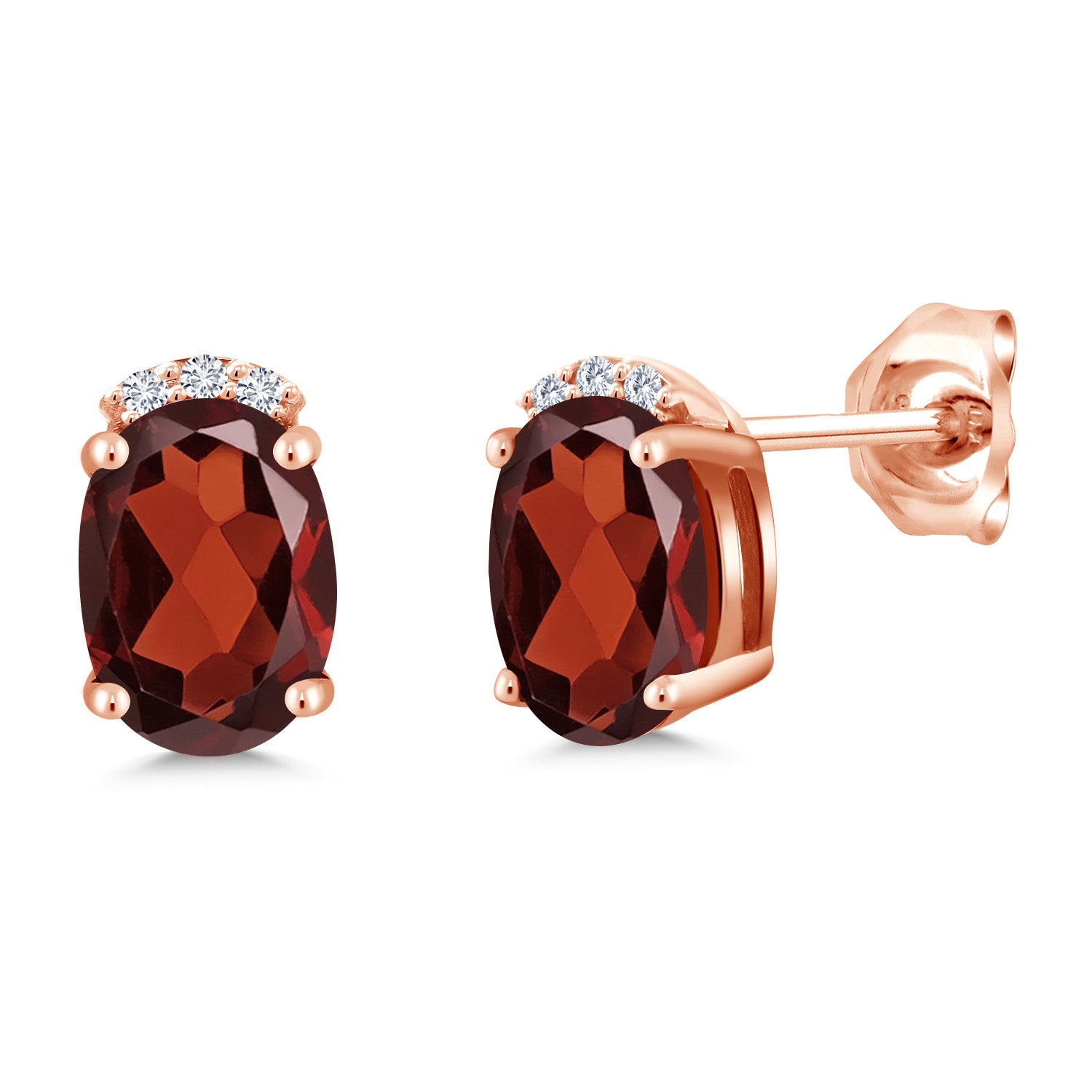 Garnet - January_Earrings in 925 Rose Gold Plated Silver